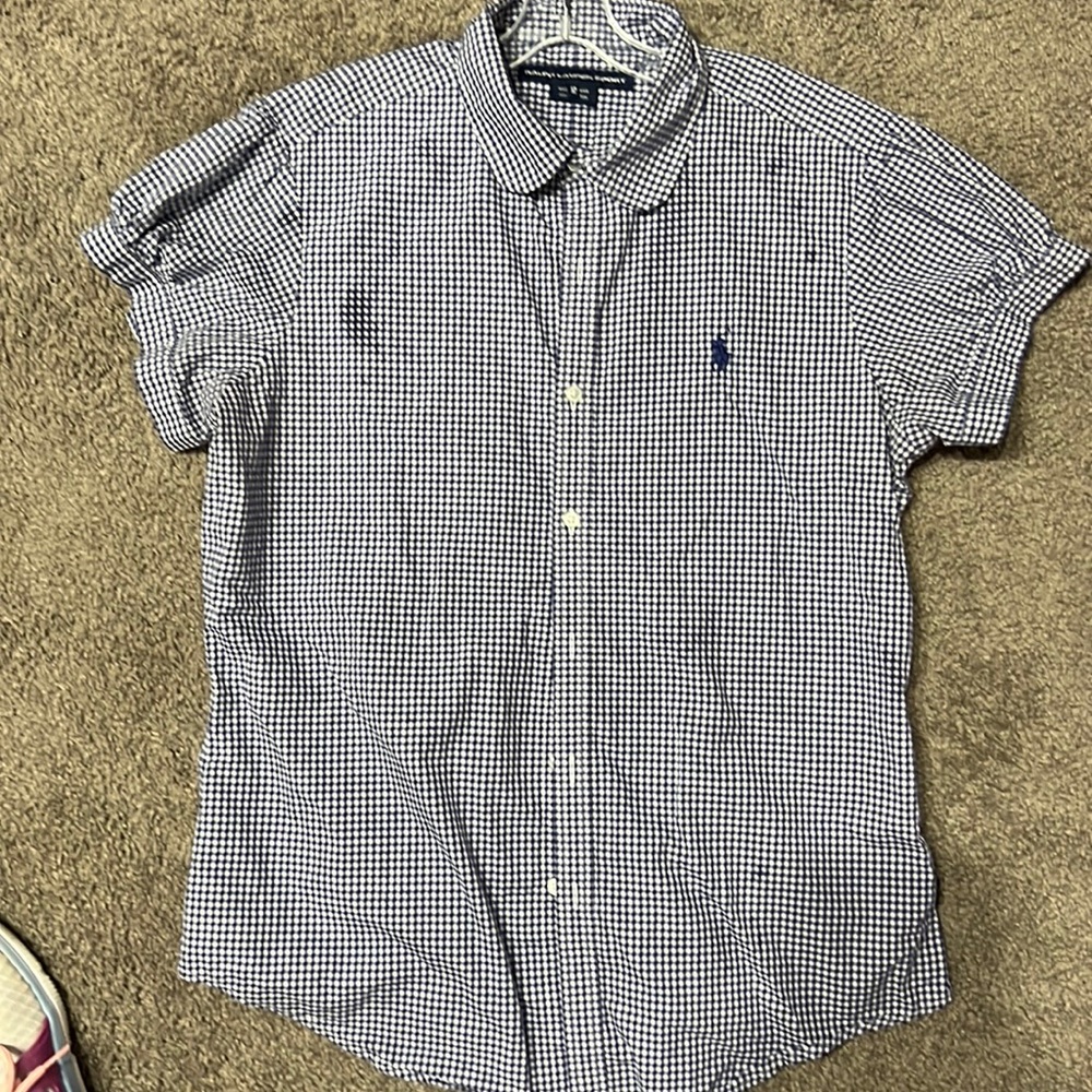 Womens Ralph Lauren Polo sport shirt seize 12 blue/white